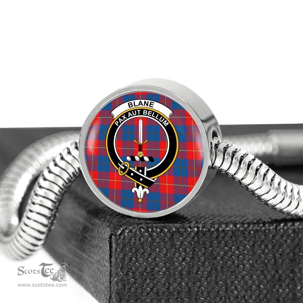 Scottish Blane Clan Tartan Bracelet - Round Shape Pendant Scottish Plaid Tartan Plaid