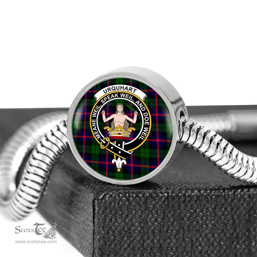 Scottish Urquhart Modern Clan Tartan Bracelet - Round Shape Pendant Scottish Plaid Tartan Plaid