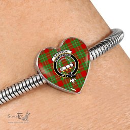 Scottish Grierson Clan Tartan Bracelet - Heart Shape Pendant Scottish Plaid Tartan Plaid