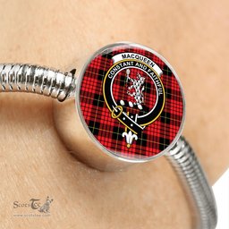 Scottish Macqueen Modern Clan Tartan Bracelet - Round Shape Pendant Scottish Plaid Tartan Plaid