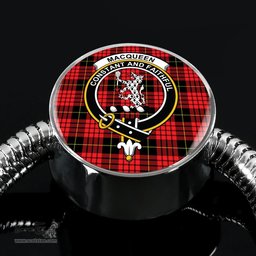Scottish Macqueen Modern Clan Tartan Bracelet - Round Shape Pendant Scottish Plaid Tartan Plaid