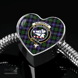 Scottish Galbraith Modern Clan Tartan Bracelet - Heart Shape Pendant Scottish Plaid Tartan Plaid