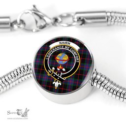 Scottish Nairn Clan Tartan Bracelet - Round Shape Pendant Scottish Plaid Tartan Plaid