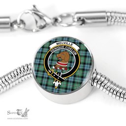 Scottish Melville Clan Tartan Bracelet - Round Shape Pendant Scottish Plaid Tartan Plaid