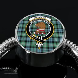 Scottish Melville Clan Tartan Bracelet - Round Shape Pendant Scottish Plaid Tartan Plaid