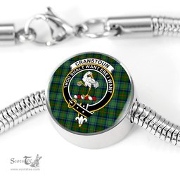 Scottish Cranston Modern Clan Tartan Bracelet - Round Shape Pendant Scottish Plaid Tartan Plaid