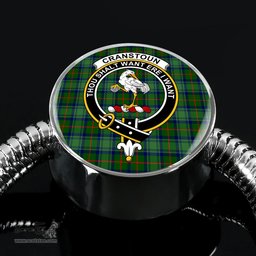 Scottish Cranston Modern Clan Tartan Bracelet - Round Shape Pendant Scottish Plaid Tartan Plaid