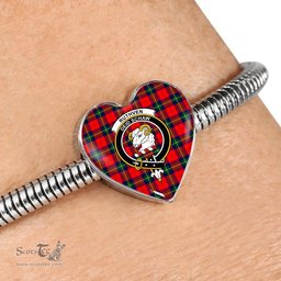 Scottish Ruthven Modern Clan Tartan Bracelet - Heart Shape Pendant Scottish Plaid Tartan Plaid