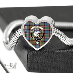 Scottish Norvel Clan Tartan Bracelet - Heart Shape Pendant Scottish Plaid Tartan Plaid