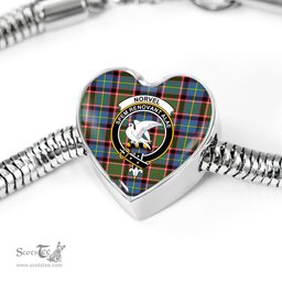 Scottish Norvel Clan Tartan Bracelet - Heart Shape Pendant Scottish Plaid Tartan Plaid