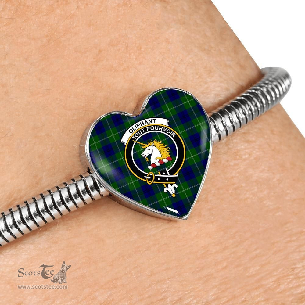 Scottish Oliphant Modern Clan Tartan Bracelet - Heart Shape Pendant Scottish Plaid Tartan Plaid