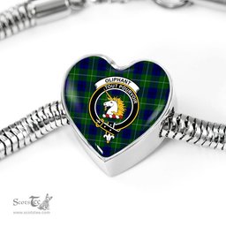 Scottish Oliphant Modern Clan Tartan Bracelet - Heart Shape Pendant Scottish Plaid Tartan Plaid