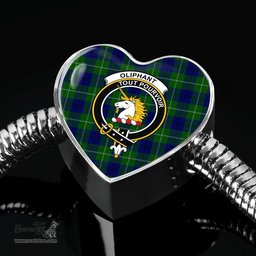 Scottish Oliphant Modern Clan Tartan Bracelet - Heart Shape Pendant Scottish Plaid Tartan Plaid