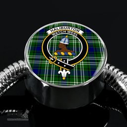 Scottish Haliburton Clan Tartan Bracelet - Round Shape Pendant Scottish Plaid Tartan Plaid