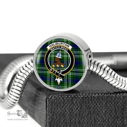 Scottish Haliburton Clan Tartan Bracelet - Round Shape Pendant Scottish Plaid Tartan Plaid