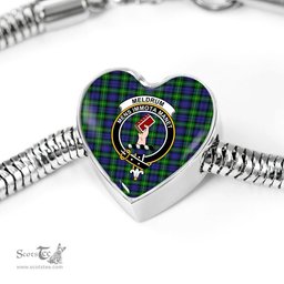 Scottish Meldrum Clan Tartan Bracelet - Heart Shape Pendant Scottish Plaid Tartan Plaid