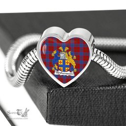Scottish Witherspoon Clan Tartan Bracelet - Heart Shape Pendant Scottish Plaid Tartan Plaid