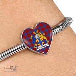 Scottish Witherspoon Clan Tartan Bracelet - Heart Shape Pendant Scottish Plaid Tartan Plaid
