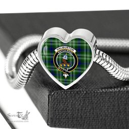 Scottish Haliburton Clan Tartan Bracelet - Heart Shape Pendant Scottish Plaid Tartan Plaid