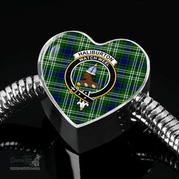 Scottish Haliburton Clan Tartan Bracelet - Heart Shape Pendant Scottish Plaid Tartan Plaid