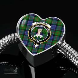 Scottish Paterson Clan Tartan Bracelet - Heart Shape Pendant Scottish Plaid Tartan Plaid