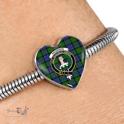 Scottish Paterson Clan Tartan Bracelet - Heart Shape Pendant Scottish Plaid Tartan Plaid
