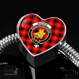 Scottish Maciver Clan Tartan Bracelet - Heart Shape Pendant Scottish Plaid Tartan Plaid