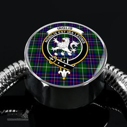 Scottish Inglis Modern Clan Tartan Bracelet - Round Shape Pendant Scottish Plaid Tartan Plaid