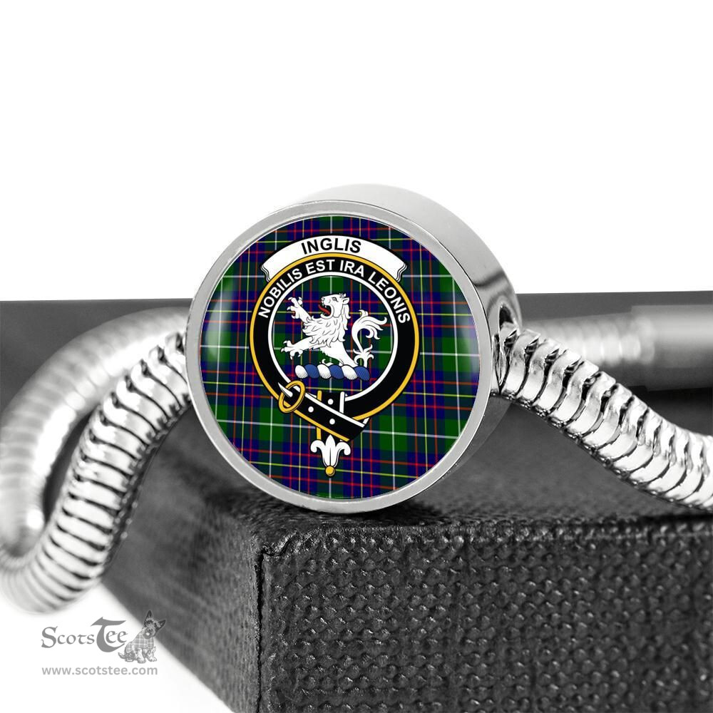 Scottish Inglis Modern Clan Tartan Bracelet - Round Shape Pendant Scottish Plaid Tartan Plaid
