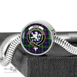 Scottish Inglis Modern Clan Tartan Bracelet - Round Shape Pendant Scottish Plaid Tartan Plaid