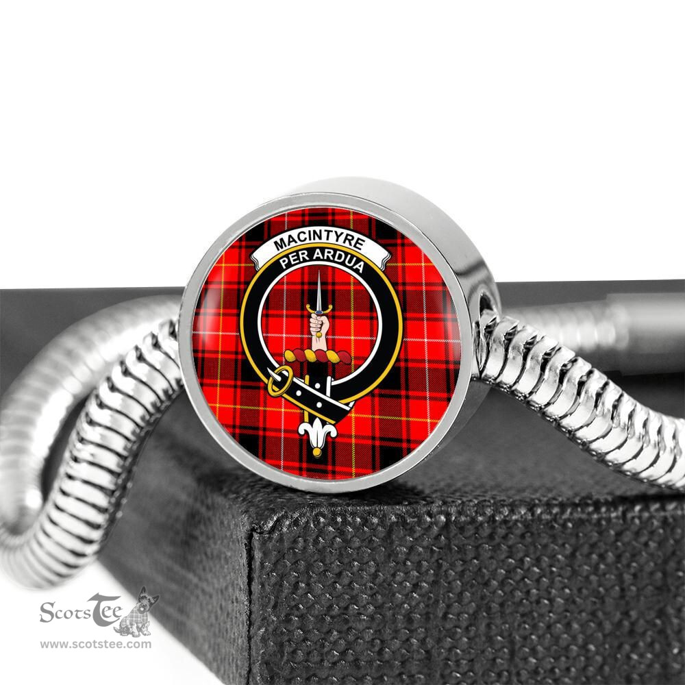 Scottish Macintyre Modern Clan Tartan Bracelet - Round Shape Pendant Scottish Plaid Tartan Plaid