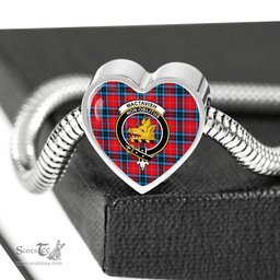 Scottish Mactavish Modern Clan Tartan Bracelet - Heart Shape Pendant Scottish Plaid Tartan Plaid