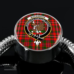 Scottish Mackinnon Modern Clan Tartan Bracelet - Round Shape Pendant Scottish Plaid Tartan Plaid