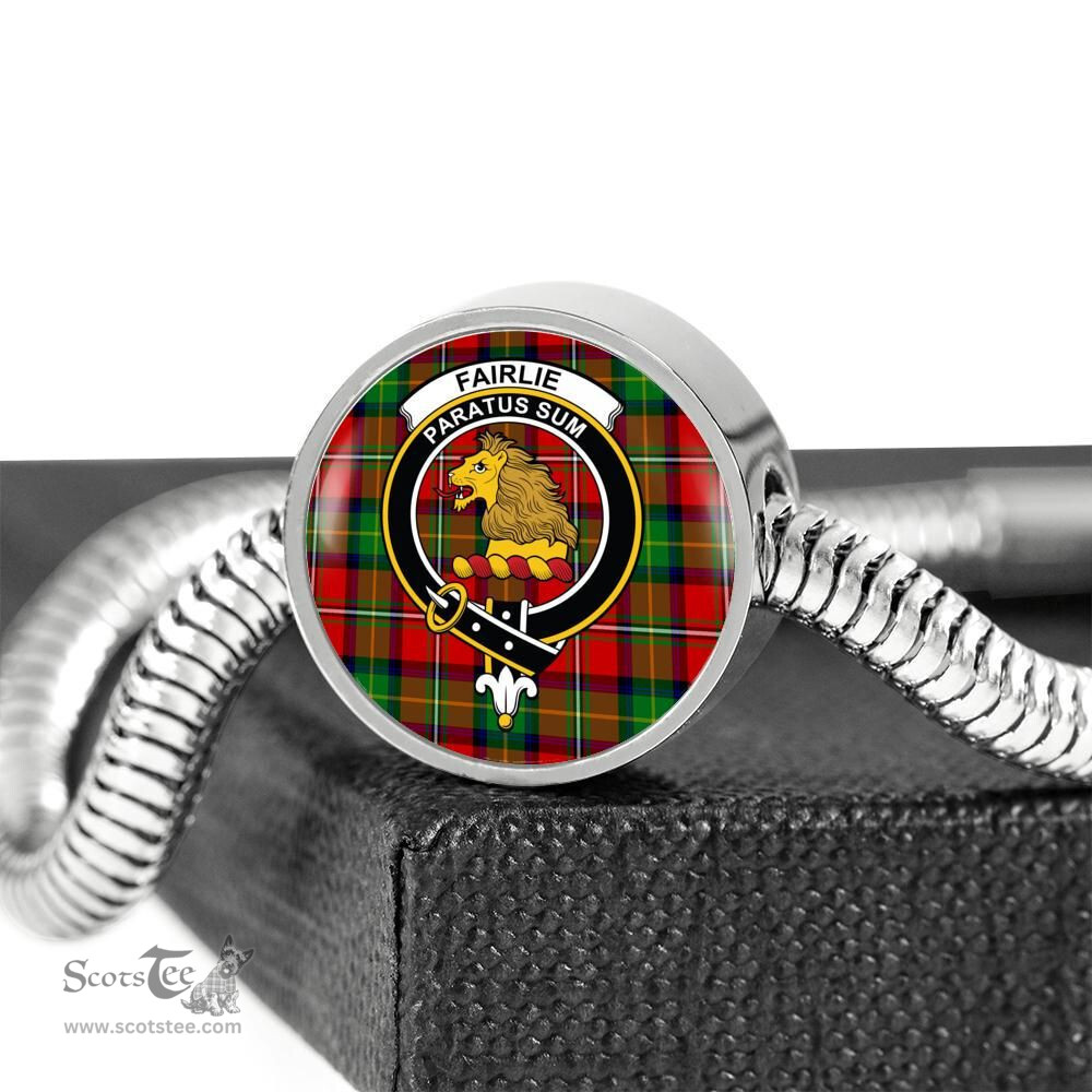 Scottish Fairlie Modern Clan Tartan Bracelet - Round Shape Pendant Scottish Plaid Tartan Plaid