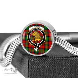 Scottish Fairlie Modern Clan Tartan Bracelet - Round Shape Pendant Scottish Plaid Tartan Plaid