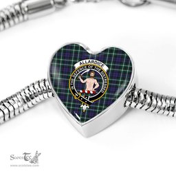 Scottish Allardice Clan Tartan Bracelet - Heart Shape Pendant Scottish Plaid Tartan Plaid