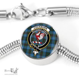Scottish Cockburn Modern Clan Tartan Bracelet - Round Shape Pendant Scottish Plaid Tartan Plaid