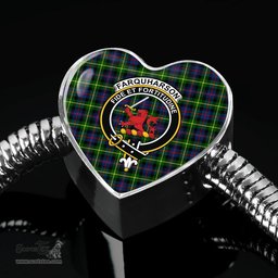 Scottish Farquharson Modern Clan Tartan Bracelet - Heart Shape Pendant Scottish Plaid Tartan Plaid
