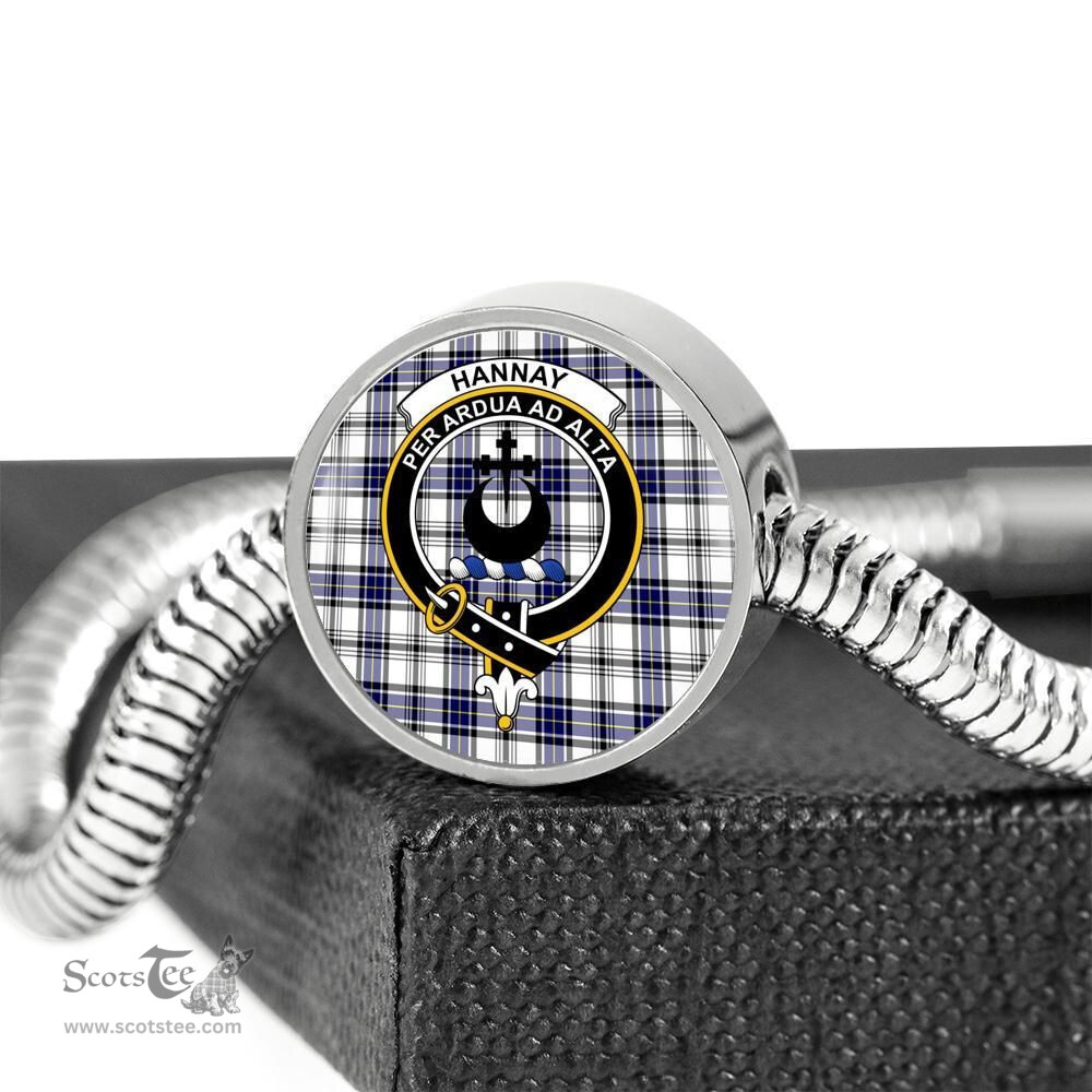 Scottish Hannay Clan Tartan Bracelet - Round Shape Pendant Scottish Plaid Tartan Plaid