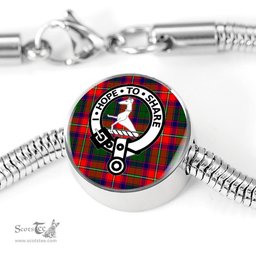 Scottish Roxburgh District Clan Tartan Bracelet - Round Shape Pendant Scottish Plaid Tartan Plaid