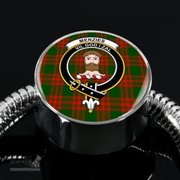 Scottish Menzies Green Modern Clan Tartan Bracelet - Round Shape Pendant Scottish Plaid Tartan Plaid