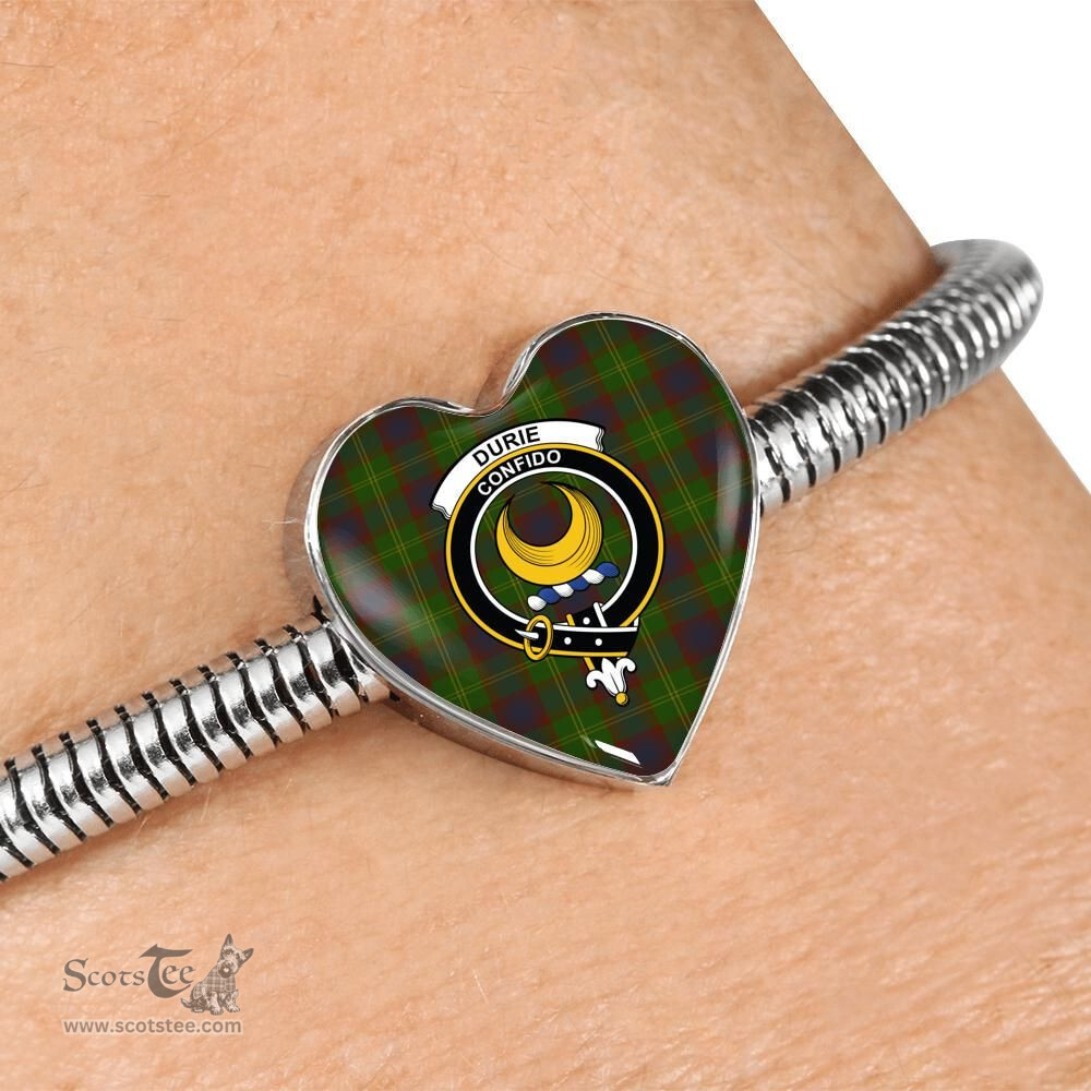 Scottish Durie Clan Tartan Bracelet - Heart Shape Pendant Scottish Plaid Tartan Plaid