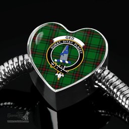 Scottish Ged Clan Tartan Bracelet - Heart Shape Pendant Scottish Plaid Tartan Plaid