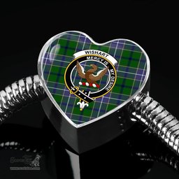 Scottish Wishart Hunting Clan Tartan Bracelet - Heart Shape Pendant Scottish Plaid Tartan Plaid
