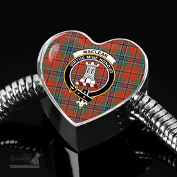 Scottish Maclean Of Duart Ancient Clan Tartan Bracelet - Heart Shape Pendant Scottish Plaid Tartan Plaid
