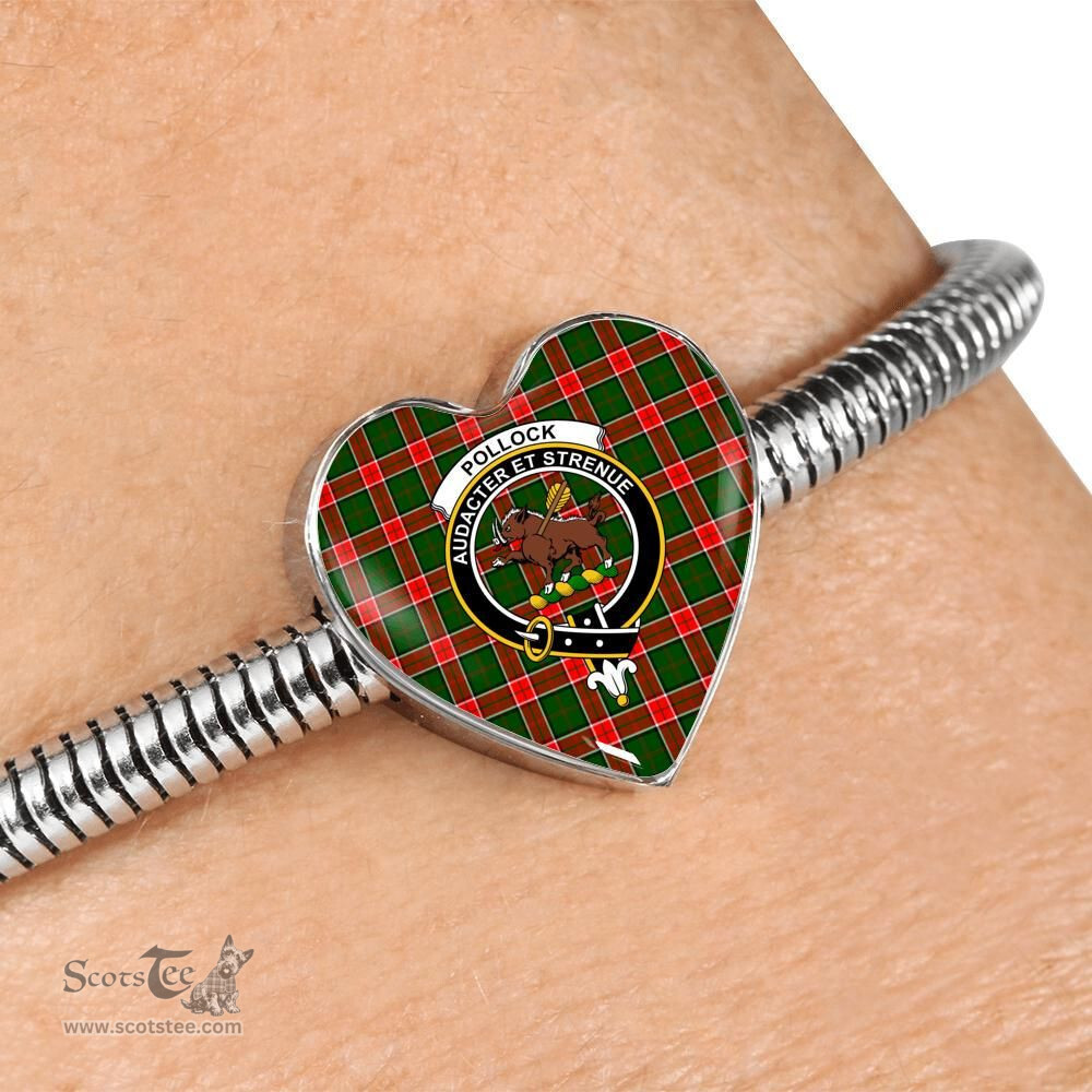 Scottish Pollock Modern Clan Tartan Bracelet - Heart Shape Pendant Scottish Plaid Tartan Plaid