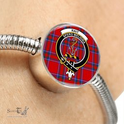 Scottish Rait  Clan Tartan Bracelet - Round Shape Pendant Scottish Plaid Tartan Plaid
