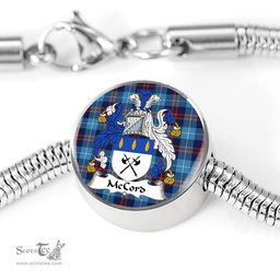 Scottish Mccord Clan Tartan Bracelet - Round Shape Pendant Scottish Plaid Tartan Plaid