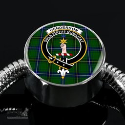 Scottish Henderson Modern Clan Tartan Bracelet - Round Shape Pendant Scottish Plaid Tartan Plaid