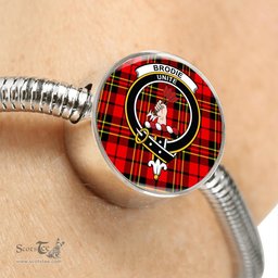 Scottish Brodie Modern Clan Tartan Bracelet - Round Shape Pendant Scottish Plaid Tartan Plaid